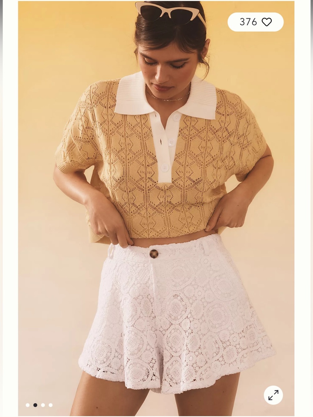 ANTHROPOLOGIE Skirty Shorts Women's Size M White Lace Crochet Summer OBI969839